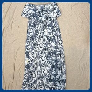 Japana Maxi Dress Tie Dye Print Rayon Tassel Drawstring XS